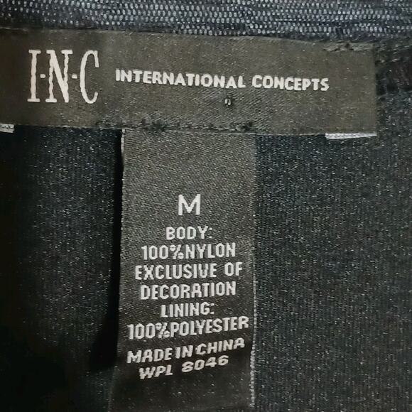 INC International Concepts Black Ivory Embroidered Long Sleeve Sheer Top Medium - Picture 2 of 7